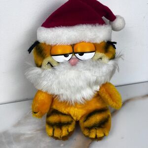 Vintage 1981 Garfield the Cat Collectible Santa Plush by Dakin 9in Kitsch
